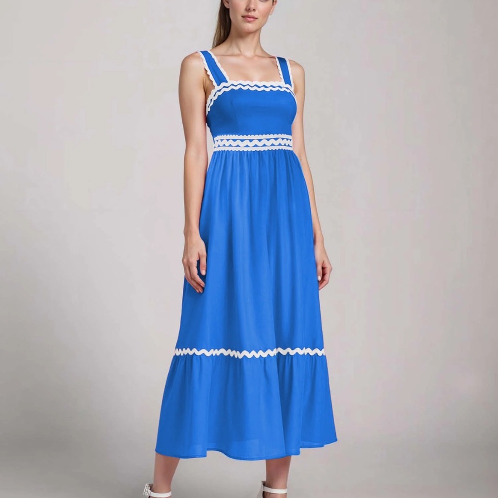 Elegant Blue Sleeveless Dress